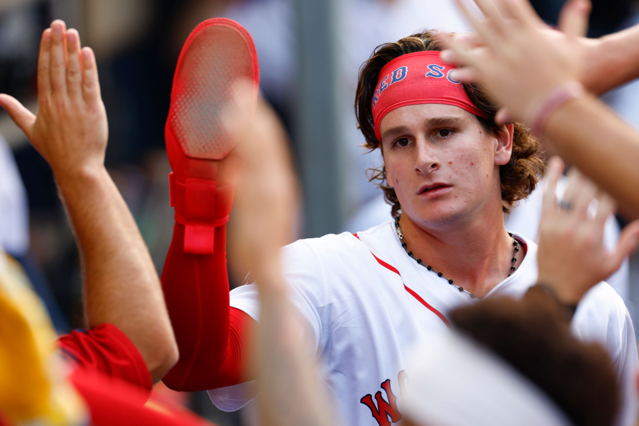 Red Sox OF Roman Anthony (Photo by Danielle Parhizkaran/Boston Globe via Getty Images)